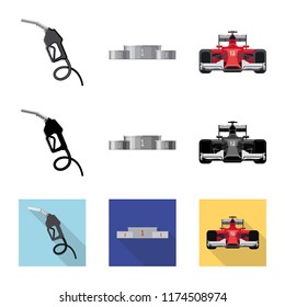Vector design of car and rally sign. Set of car and race stock vector illustration.