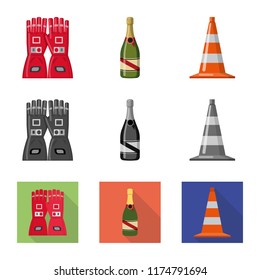 Vector design of car and rally sign. Set of car and race stock vector illustration.