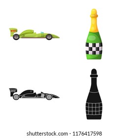 Vector design of car and rally sign. Collection of car and race stock vector illustration.