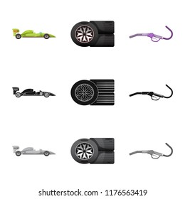 Vector design of car and rally sign. Set of car and race vector icon for stock.