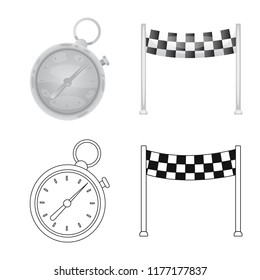 Vector design of car and rally sign. Set of car and race vector icon for stock.