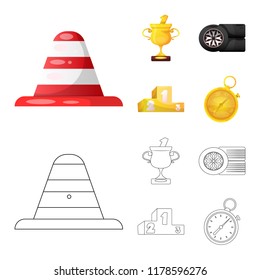 Vector design of car and rally sign. Collection of car and race vector icon for stock.
