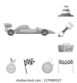 Vector design of car and rally sign. Collection of car and race stock symbol for web.