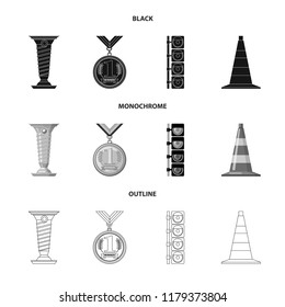 Vector design of car and rally sign. Collection of car and race stock vector illustration.