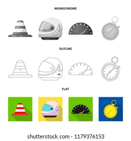 Vector design of car and rally sign. Collection of car and race stock vector illustration.