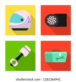 Vector design of car and rally sign. Collection of car and race stock vector illustration.