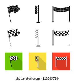 Vector design of car and rally sign. Set of car and race vector icon for stock.