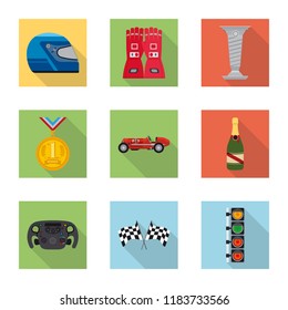 Vector design of car and rally sign. Set of car and race stock vector illustration.