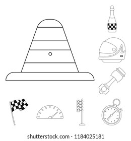 Vector design of car and rally sign. Set of car and race vector icon for stock.