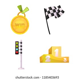 Vector design of car and rally sign. Collection of car and race vector icon for stock.