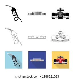 Vector design of car and rally sign. Collection of car and race stock symbol for web.
