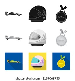 Vector design of car and rally sign. Set of car and race vector icon for stock.
