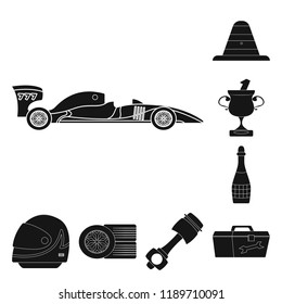 Vector design of car and rally sign. Set of car and race stock vector illustration.