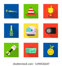 Vector design of car and rally sign. Set of car and race stock vector illustration.