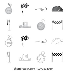 Vector design of car and rally sign. Collection of car and race stock symbol for web.
