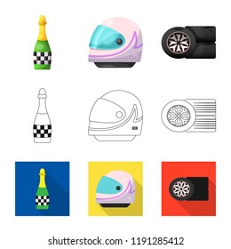 Vector design of car and rally sign. Collection of car and race stock symbol for web.
