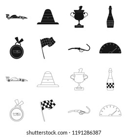 Vector design of car and rally sign. Set of car and race vector icon for stock.