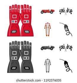 Vector design of car and rally sign. Set of car and race stock vector illustration.