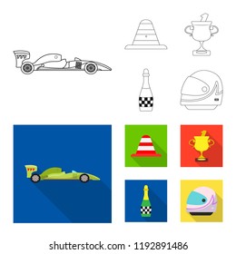 Vector design of car and rally sign. Set of car and race vector icon for stock.