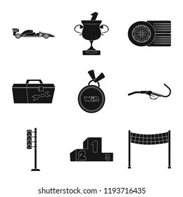 Vector design of car and rally sign. Collection of car and race stock vector illustration.