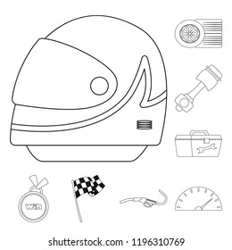 Vector design of car and rally sign. Set of car and race stock symbol for web.