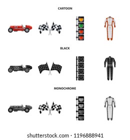 Vector design of car and rally sign. Set of car and race stock symbol for web.
