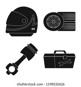 Vector design of car and rally sign. Collection of car and race stock vector illustration.