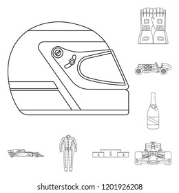 Vector design of car and rally sign. Set of car and race stock symbol for web.