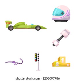 Vector design of car and rally sign. Set of car and race stock vector illustration.
