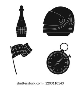Vector design of car and rally sign. Set of car and race stock symbol for web.