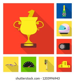 Vector design of car and rally sign. Collection of car and race vector icon for stock.