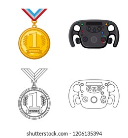 Vector design of car and rally sign. Set of car and race vector icon for stock.