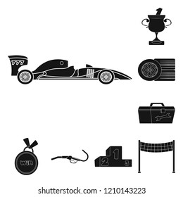 Vector design of car and rally sign. Set of car and race stock vector illustration.