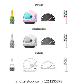 Vector design of car and rally sign. Collection of car and race vector icon for stock.