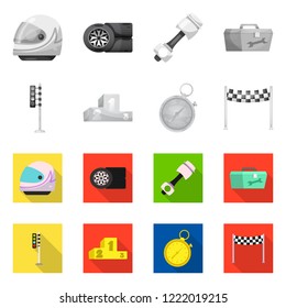 Vector design of car and rally sign. Set of car and race vector icon for stock.