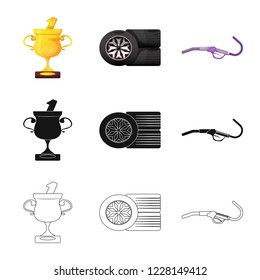 Vector design of car and rally sign. Set of car and race stock vector illustration.