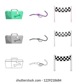 Vector design of car and rally sign. Set of car and race stock vector illustration.