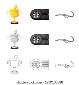 Vector design of car and rally sign. Collection of car and race stock vector illustration.