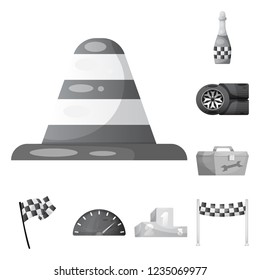 Vector design of car and rally sign. Set of car and race stock vector illustration.