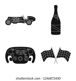 Vector design of car and rally sign. Set of car and race vector icon for stock.