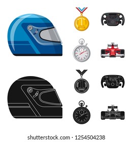 Vector design of car and rally sign. Set of car and race stock symbol for web.