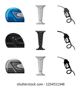 Vector design of car and rally sign. Collection of car and race stock symbol for web.