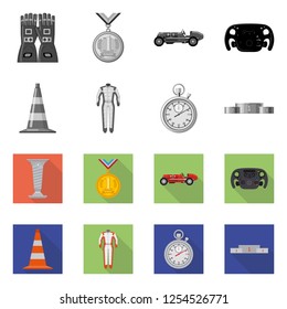 Vector design of car and rally sign. Collection of car and race vector icon for stock.