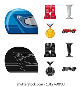 Vector design of car and rally sign. Set of car and race vector icon for stock.