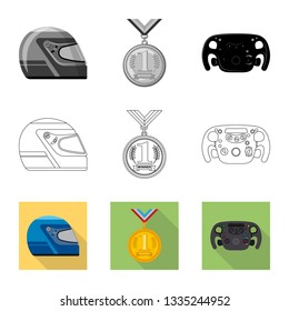 Vector design of car and rally sign. Collection of car and race vector icon for stock.