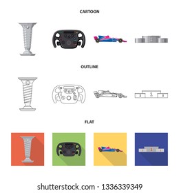 Vector design of car and rally sign. Collection of car and race stock symbol for web.