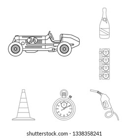 Vector design of car and rally sign. Collection of car and race vector icon for stock.