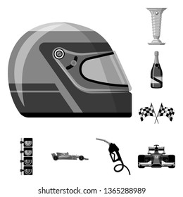 Vector design of car and rally sign. Collection of car and race stock vector illustration.