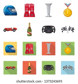 Vector design of car and rally sign. Set of car and race stock vector illustration.