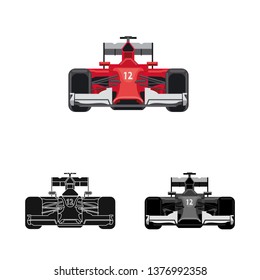 Vector design of car and rally sign. Collection of car and race stock vector illustration.